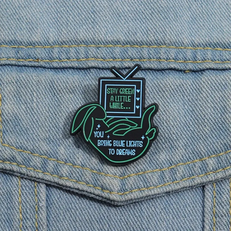 Stay Green A Little While You Bring Blue Lights To Dreams Enamel Pin Song Lyrics Brooch Lapel Backpack Badge Jewelry Decoration