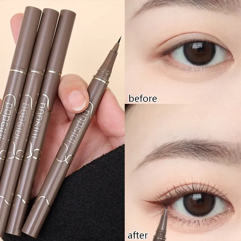 Eyeliner 1pcs a testa ultrafina liquido Penna eyeliner Penna impermeabile asciugatura rapida Matte Black Eye Liner Lashes Backes Eye Makeup Cosmetics Cosmetics