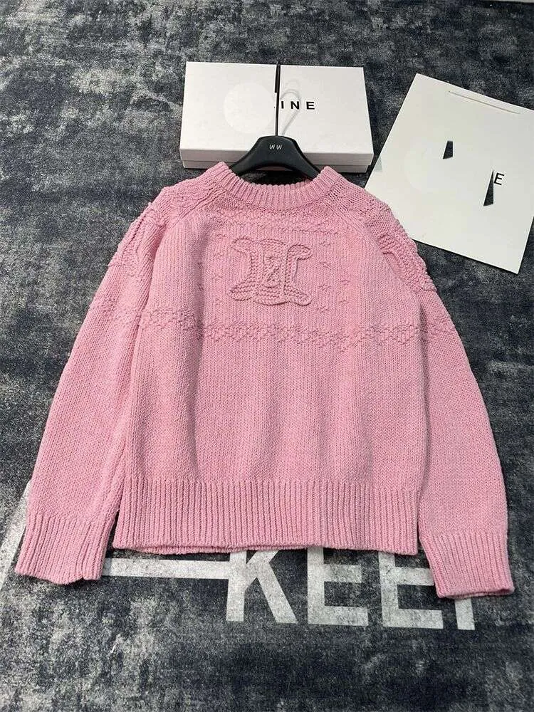 CE Triumph -Bogen Jacquard Pink Pullover für Frauen im Herbst und Winter neu