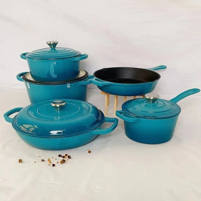 Enamel Cast Iron Pot Set 5 7   Premium Kitchen... 