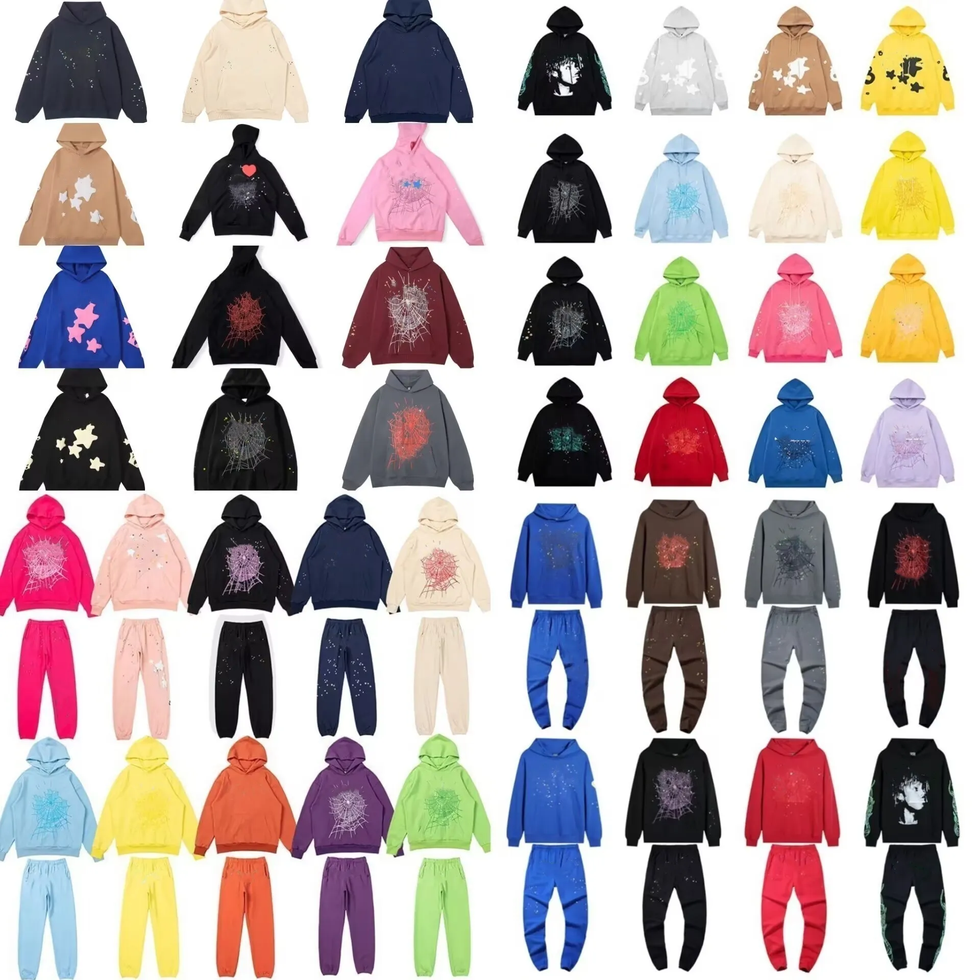 555 Men Women Hoodie High Quality Foam Print Web Graphic Pink Sweatshirts hoodies designer sweatpants S-XL