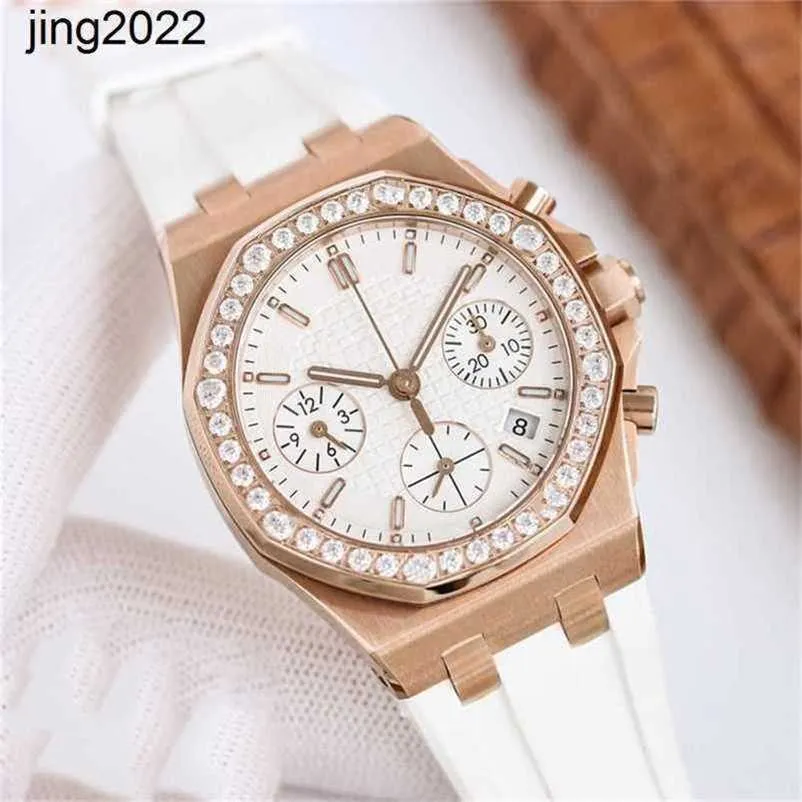 Luxury AP Diamond Iced Mosonite peut passer le test complet Mouvement mécanique étanche Mouvement de femmes de qualité 37 mm avec Diamonds Lamesa8qh