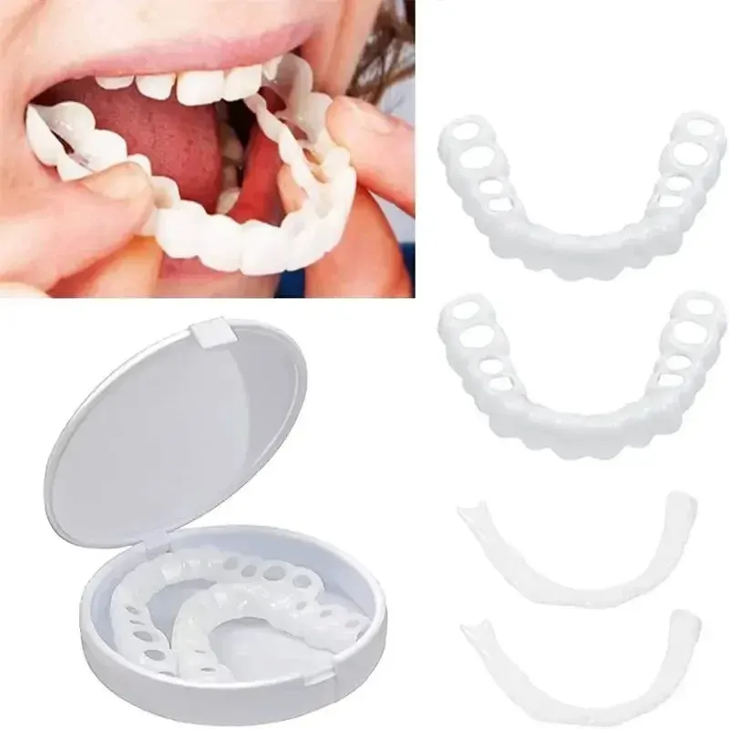 Nouveau 2024 Perfect Fit Whitening Whitening Fake dents Cover Snap sur le silicone Smile Veneers Teeth Tool Upper Beauty Tool Cosmetic Dents Livraison gratuite