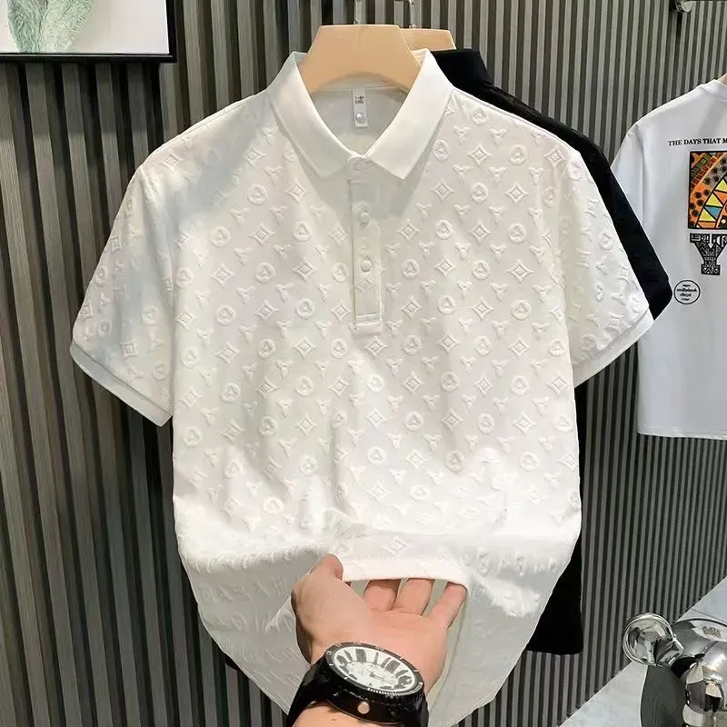 ファッションラグジュアリージャックカジュアルポロシャツ夏の新しい快適な通気性の若者スリムラペル半袖Tシャツの男性