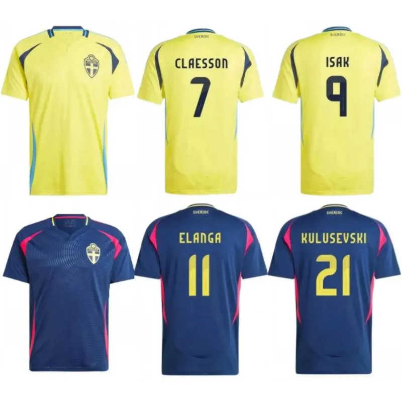 2024 Maglie da calcio in Svezia Maglie di Forsberg Isak Claesson Cajuste Elanga Uniforme Kulusevski Larsson Johansson Gustafson Olsson Quaison Nordfeldt Shirt