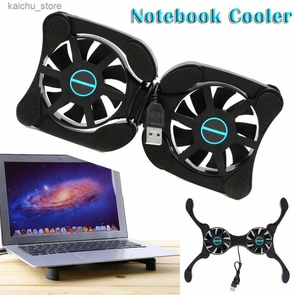 Other Computer Components ABS laptop supports cooling bracket foldable USB power supply laptop bracket dual cooling fan bracket with anti slip pad Y240418