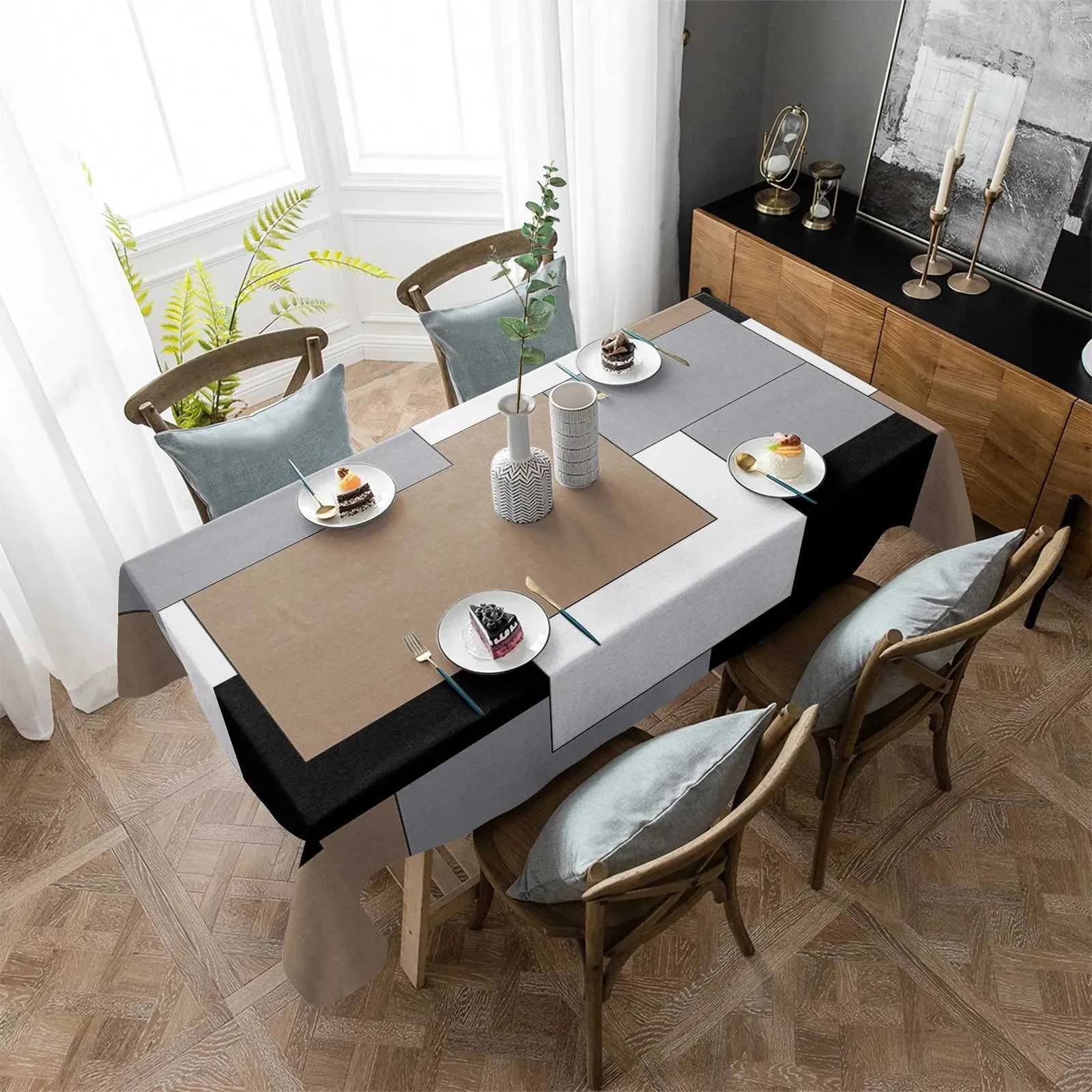 Save Big on Bulk Grey Tablecloth Rectangle Gray Tablecloth Abstract  Patchwork Design, Waterproof Rectangle Table Cover For Kitchen And Party  Decor, ..., image size:1600x1600