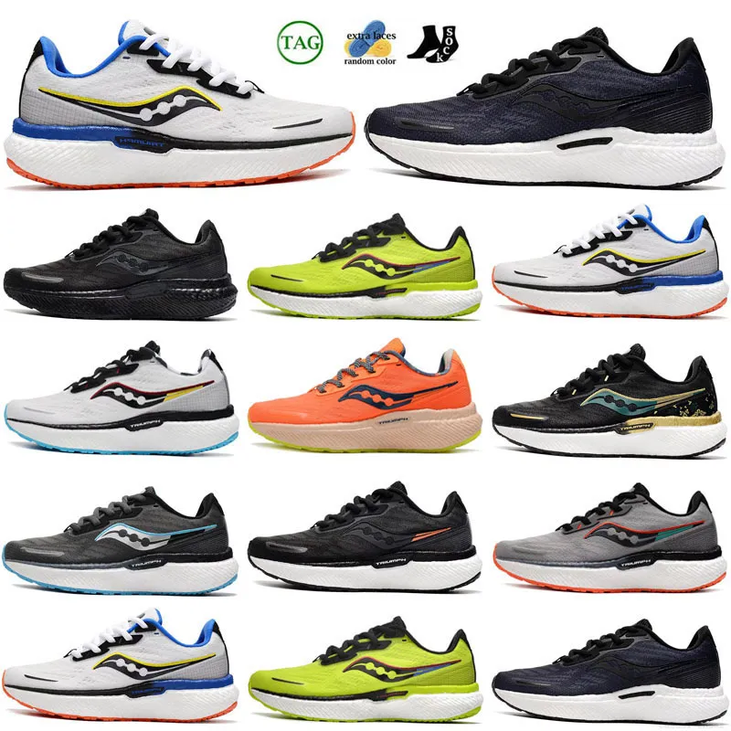 designer Saucony Triumph 19 mens running shoes black white green lightweight shock absorption breathable men women trainer sports sneaker's