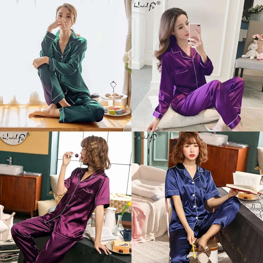 Silk Womens Satin Pyjamas Sleepwear Pijama Pamas Suit Female Sleep Two Piece Set Women's Loungewear Plus Size 230920