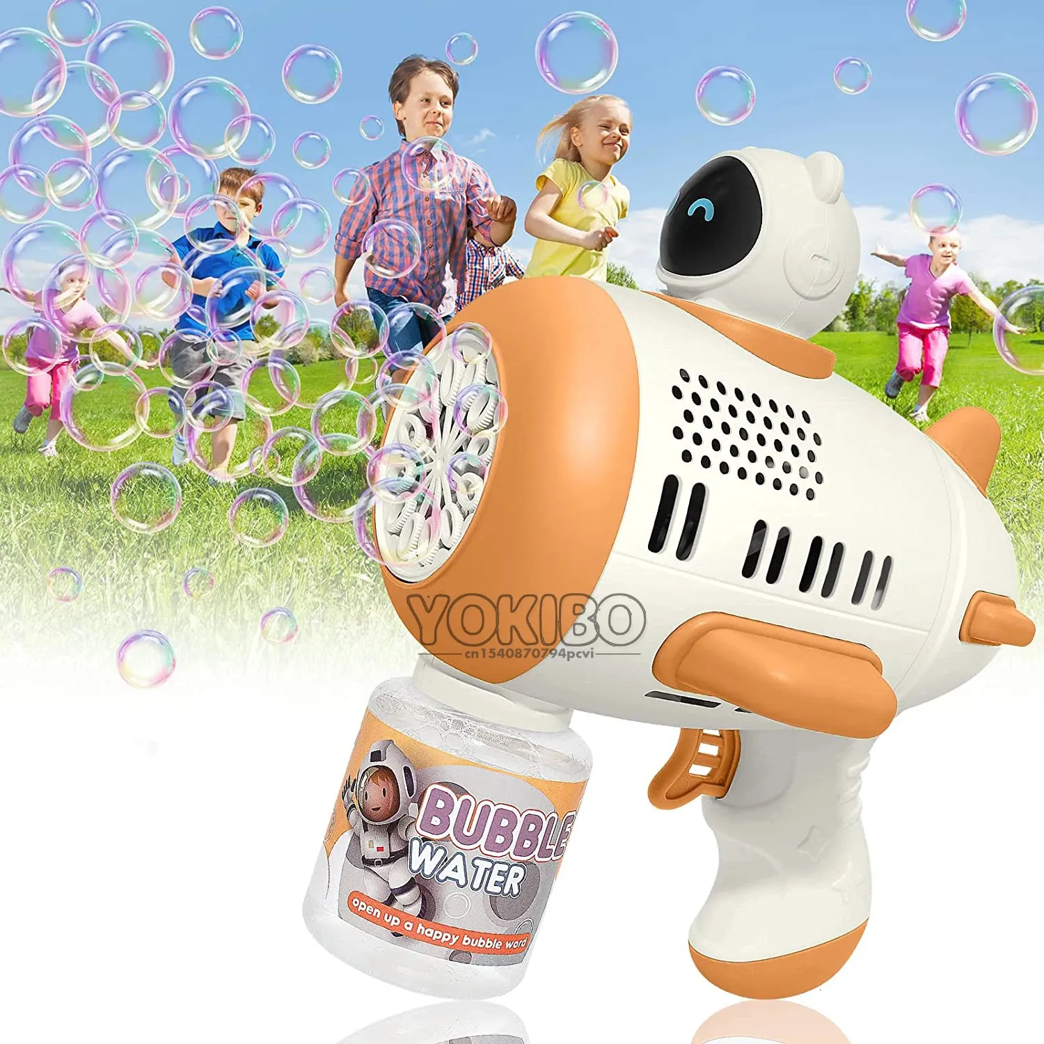 Bubble Gun Machine for Kids Toddler 8 Hole Bubble Maker Automatic Bubble Blower with Led Light Soap Bubble Maker Summer Toys 240418