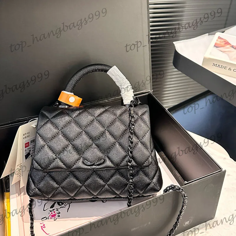 Damen Luxusbrand Top Co -Handle Kaviar Leder Hobo Full Black Bags Hardware Matelasse Kette Crossbody Handtaschen gesteppte Diamantgitter Multi -Pochette -Geldbörse 18 cm