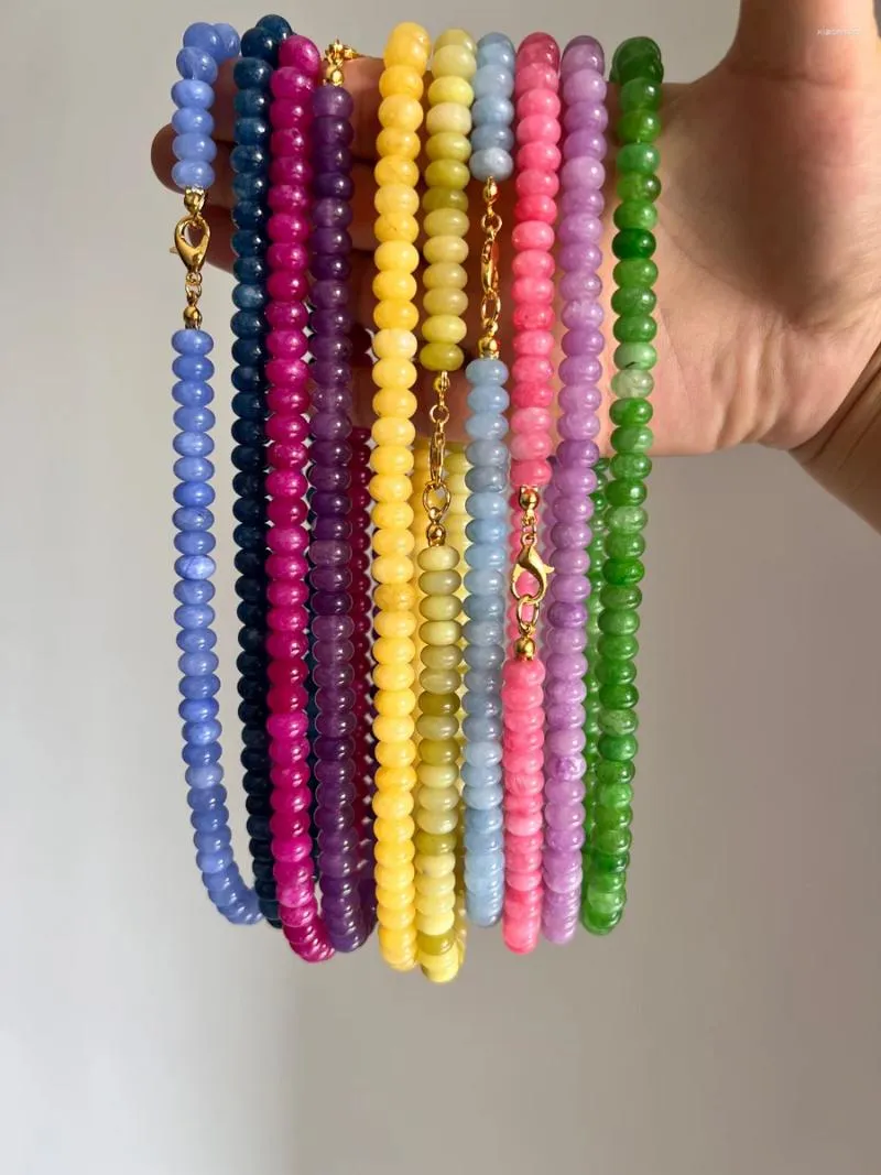 Chaînes Collier de pierres semi-précieuses colorées 5 colliers de perles de pierre naturelle 8 mm