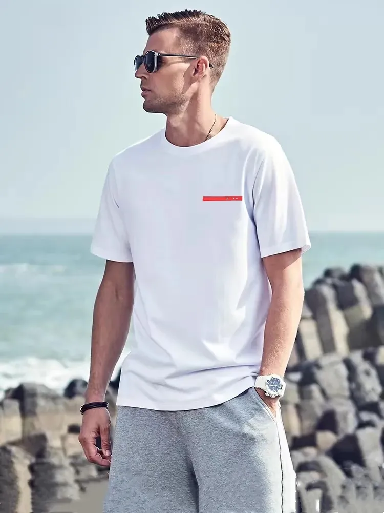 Designer zomer nieuwe 230G zware dikke dikke katoenen heren korte mouw ronde nek t-shirt los grote maat casual top m mode korte mouw