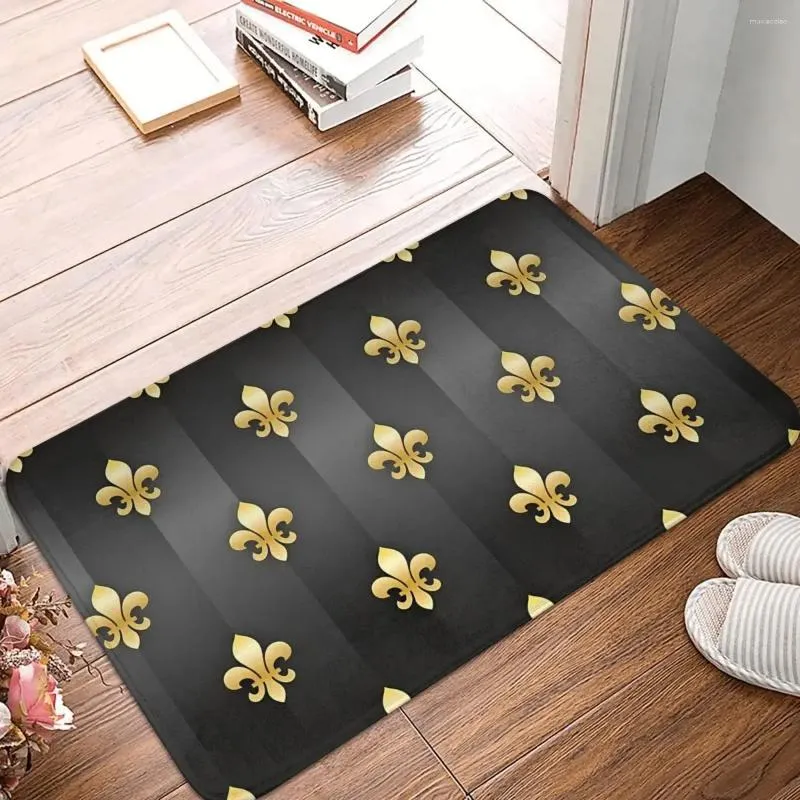 Tappeti Fleur de lys tappeto non slittata grigio oro metallizzato lookomat soggiorno tappeto da bagno da bagno pavimenti di benvenuto