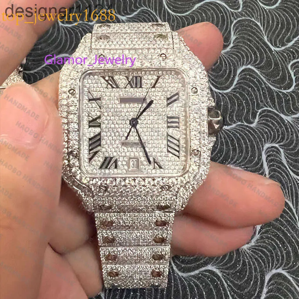 MOQ 1 Custom Cheap Ice Out Vvs Moissanite Diamond Mechanical Watchfashion Diamond-encrusted Brand Watch
