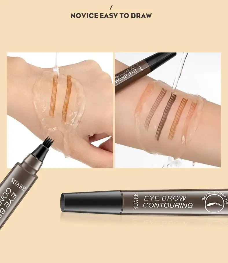 Fornecer nova maquiagem de marca de maquiagem de 4 pontos de maquiagem de caneta para mulheres 6 cores lápis líquido lápis escuro marrom impermeável para caneta de tatuagem de sobrancelha