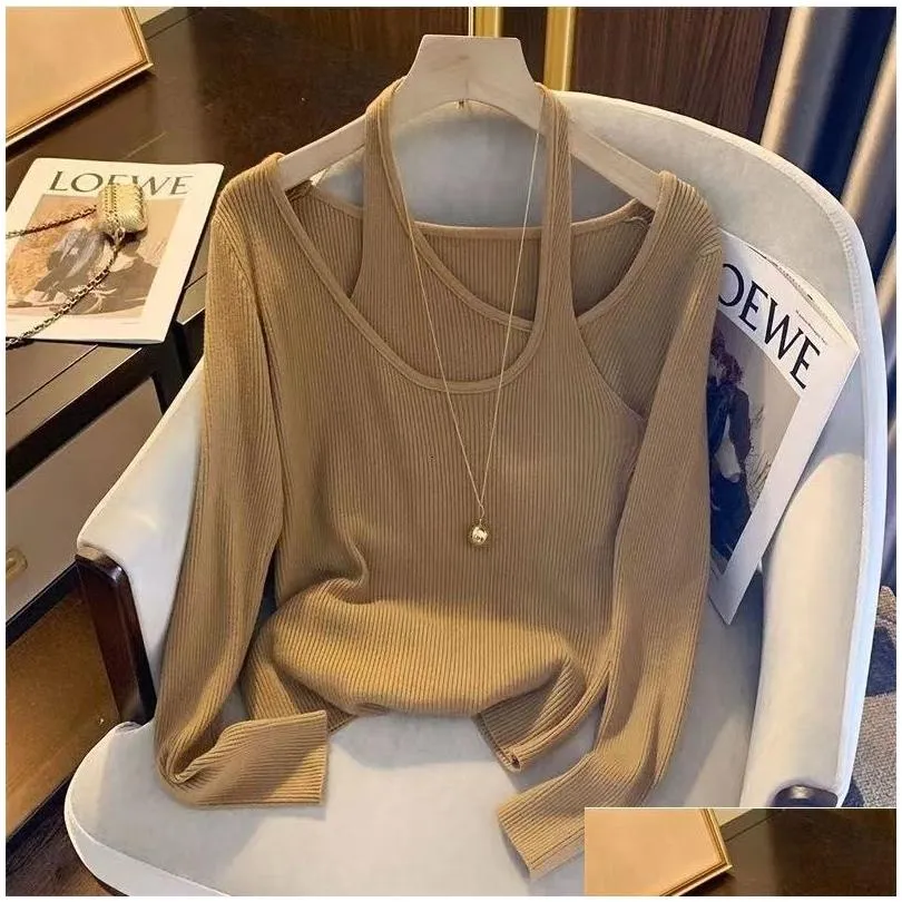 Blouses voor dames shirts dames lente mode irregar solide kleur o-neck lange mouw t-shirt vrouwen kleding elegant werkplever onder dh1jx