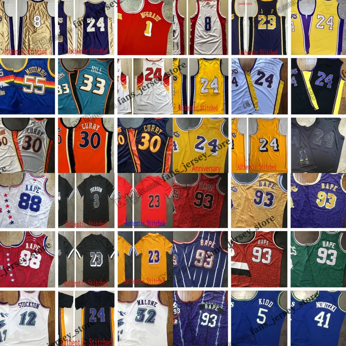 Sällsynt Real Stitched West All-Team Basketball Jersey Allen Payton Carmelo Dikembe Anthony Mutombo Stephen Iverson Curry McGrady Garnett 24bryant Bibby Olajuwon