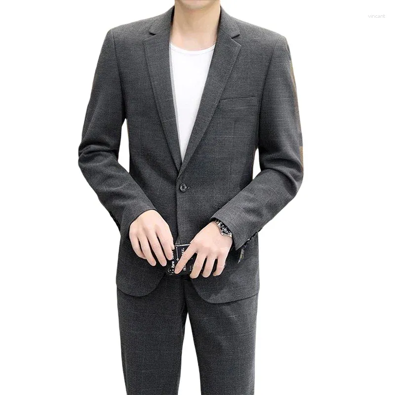 남자 양복 고품질 (정장 바지) 한국 버전 캐주얼 패션 파티 남자 드레스 슬림 2 피스 슈트