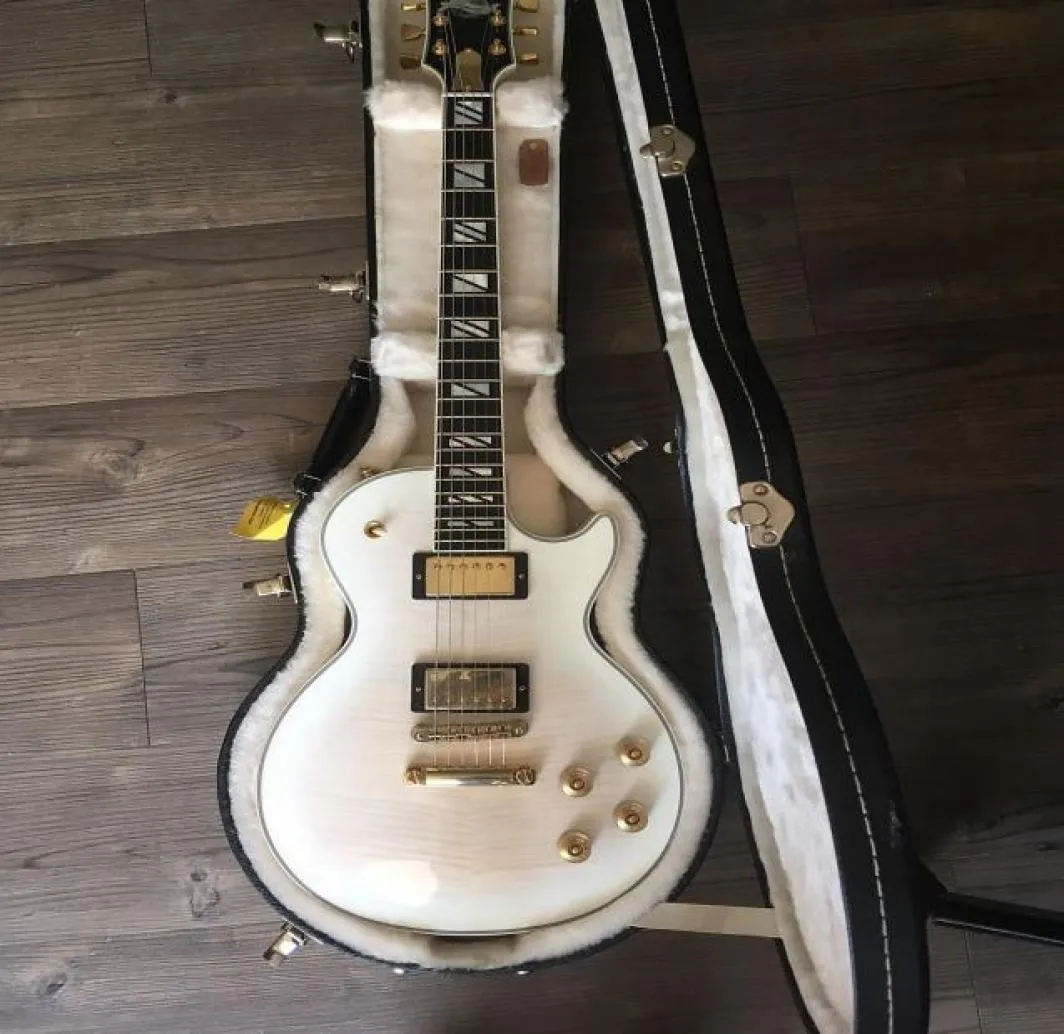 Shop Custom 1959 Vos White Supre Electric Guitar Tiger Mapme Maple Top Back Block Mop Inlay Globe Globe Inlay Gold 8014108