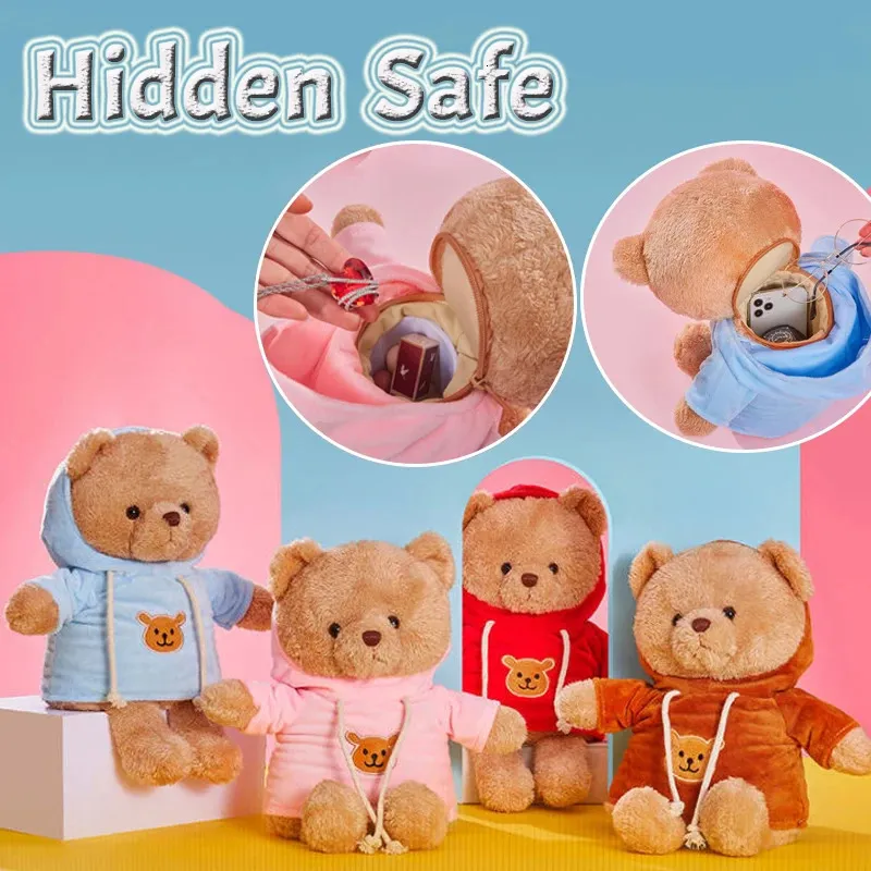 30/40cm Plush Bear Hidden Safes التخزين الآمن مقصورة Secret Scret