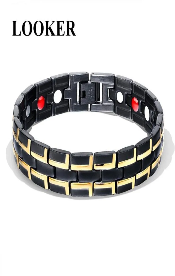 Link Chain Round Stone Magnetic Therapy Bracelet Health Care Hematite Bracelets For Men 316 Stainless Steel Link8512727