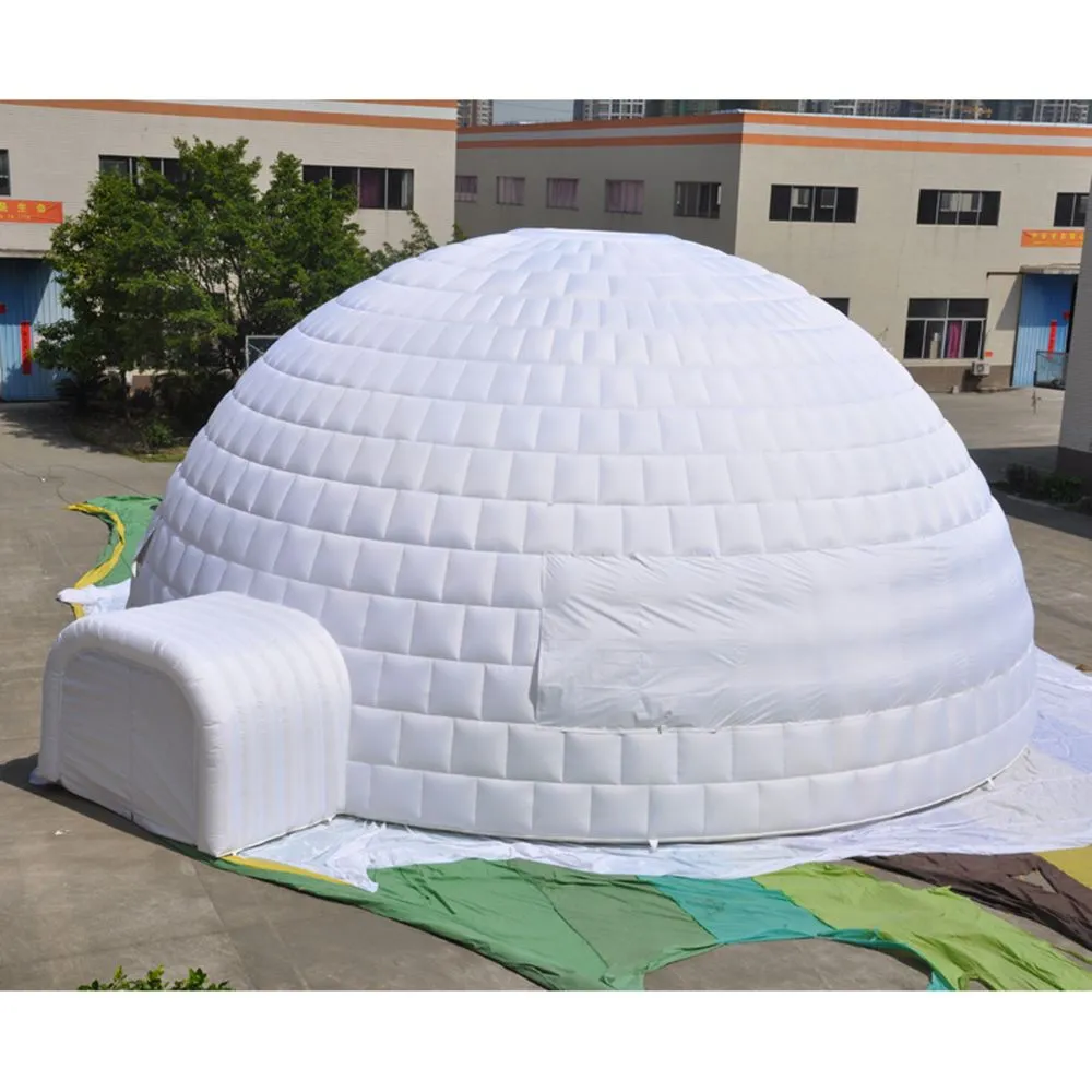10mD (33ft) Customized white 10m dia giant air inflatable igloo dome tent LED lighting with 2doors for big party