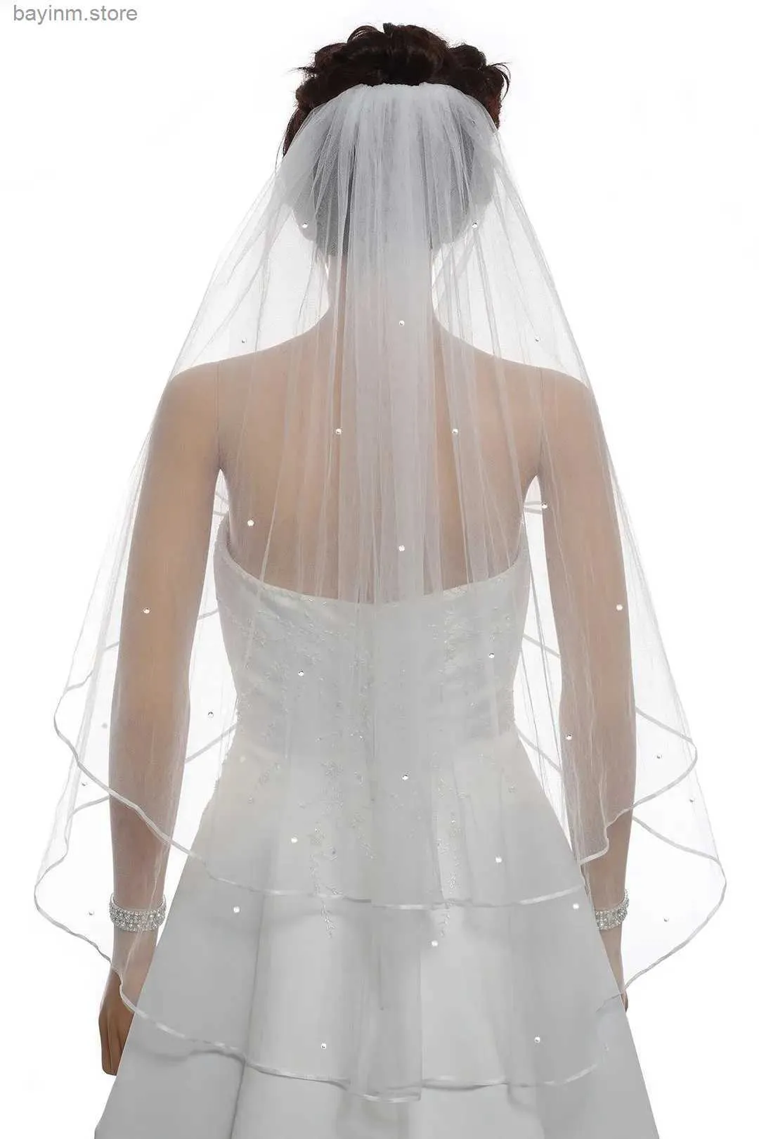 Biżuteria do włosów ślubnych Hot Sprzedaż styl mody 2T 2 Tier 1/8 Wstążka Edge Center Center Bridal Veil