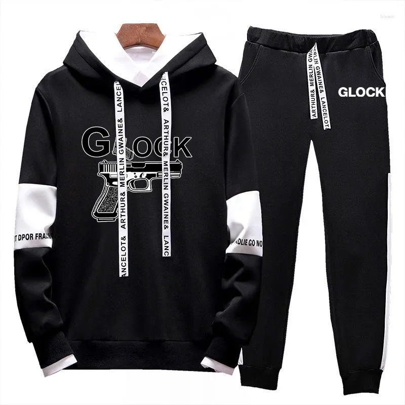 Men's Tracksuits 2024 Men Perfection Shooting Spring Autumn Fashion Designe Lace-up Sets Print Hoodie Leisure Trousers Two-piece Suits