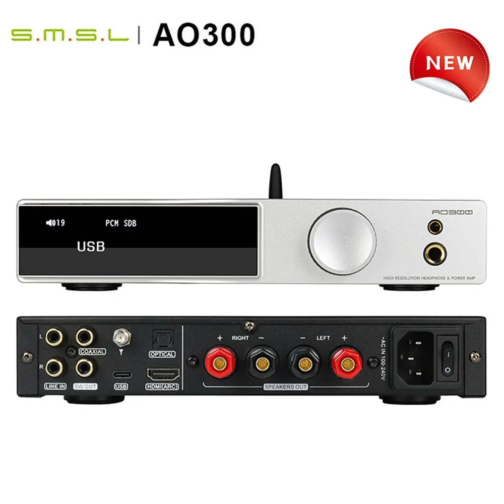 アンプSMSL AO300パワーアンプヘッドフォンアンプデコーダーMA5332MS MQACDオーディオDAC XMOS XU316 2.1 HIFI CS43131 SMSL DAC