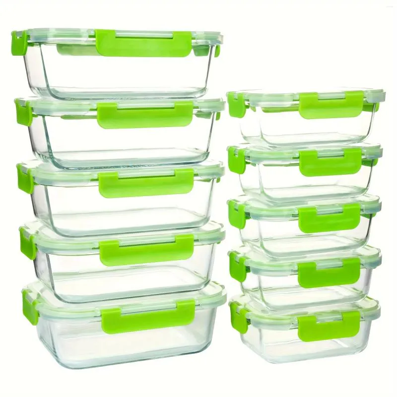 Bowls 10pcs Storage Containers Leak Proof Glass Meal Prep Reusable And Stackable With Lids Airtig