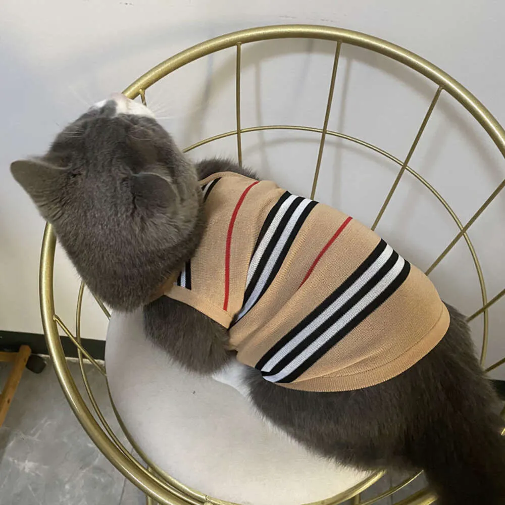 Cat lente/zomer dun ijs linnen gebreide vest teddy bomei beren kleine en middelgrote hond ademende modemerk kleding