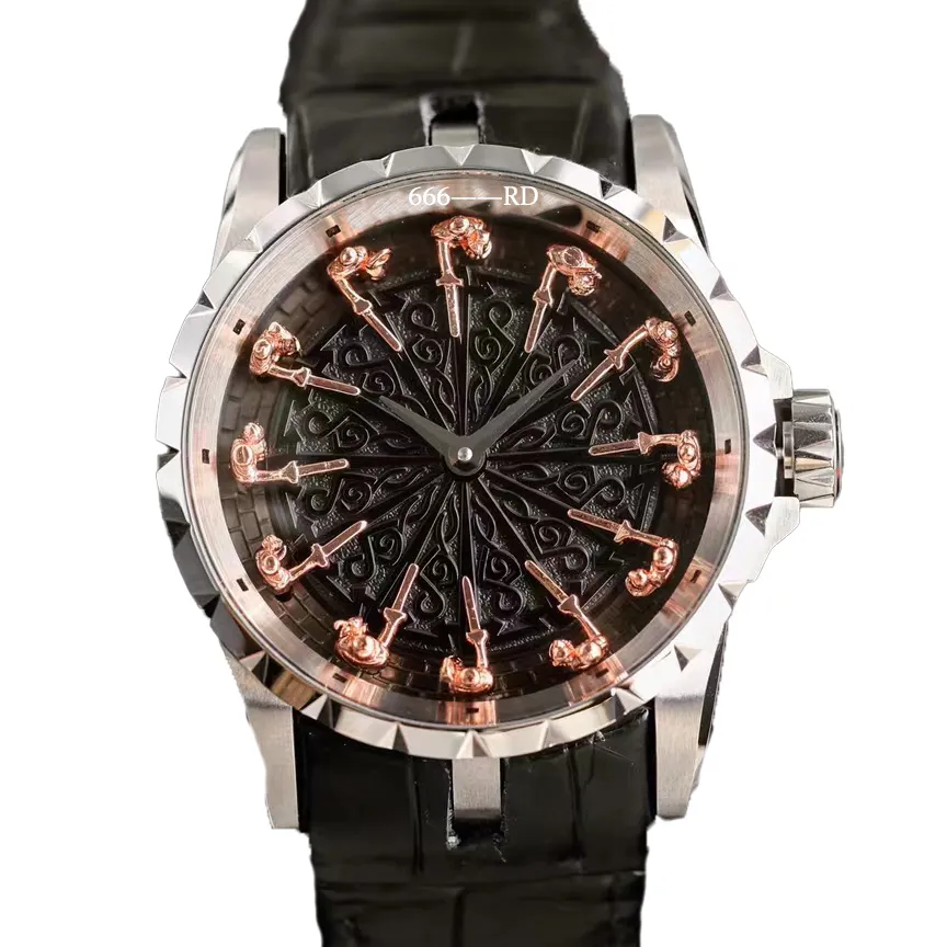 Dwanaście okrągłych stolików Knight Watch Men Wormhole Nowa koncepcja mechaniczna Przystojna dziesięć marek mechanicznych zegarek Mężczyźni Creative Quartz Watch 184884