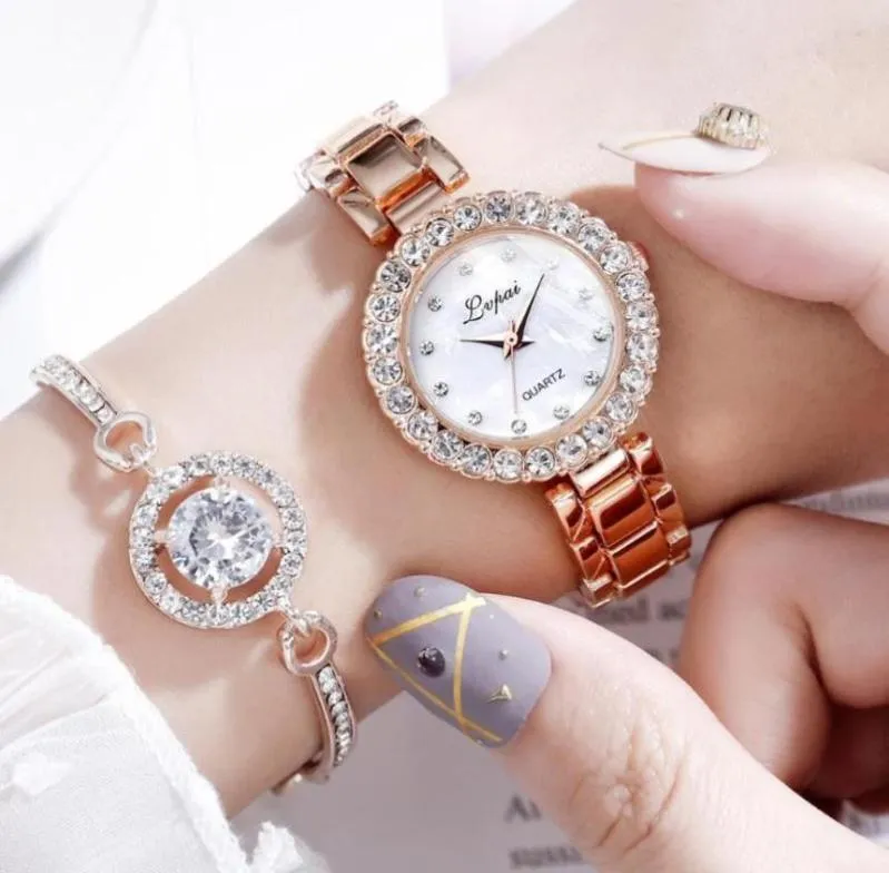 Luxe armband horloges ingesteld voor vrouwen mode geometrische bangle kwarts klok dames pols horloge zegarek damski3346931