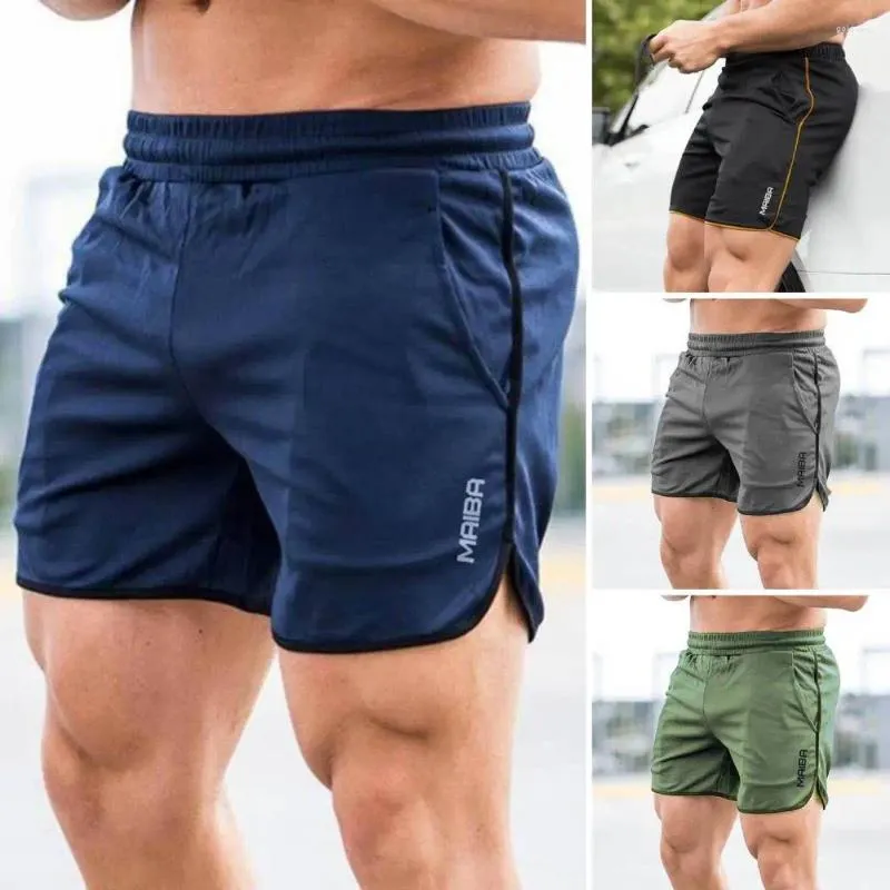 Shorts pour hommes Souhorition respirante Fitness à séchage rapide avec des poches élastiques de la taille de la taille de street