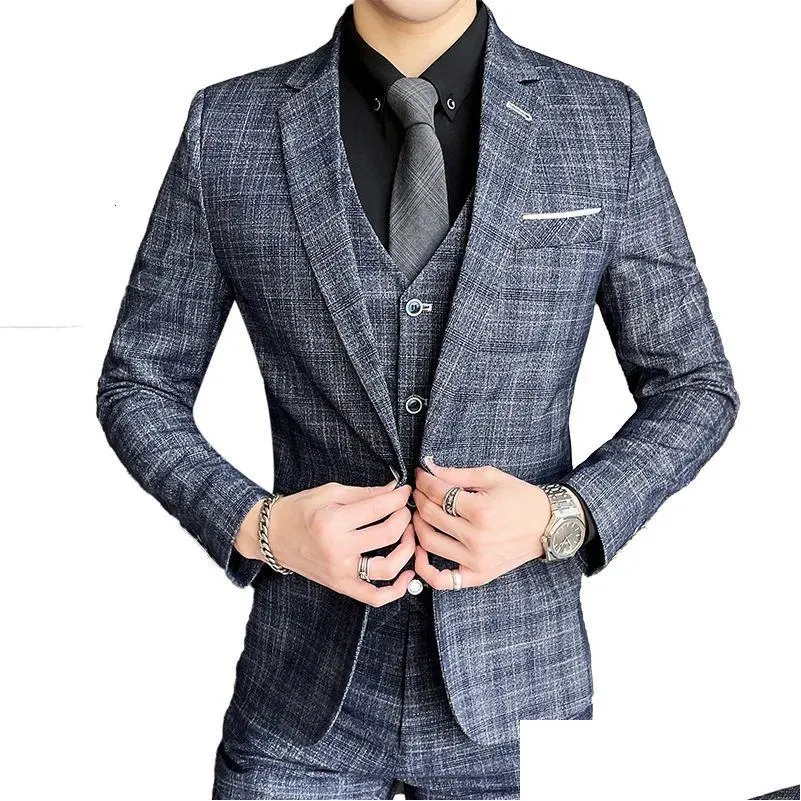 Costumes pour hommes Blazers Mens grande taille S-5xl Suit Vesters Traward Foreign Trade Forme de gamme Habillement à trois pièces Gentleman Busi Dhc0q