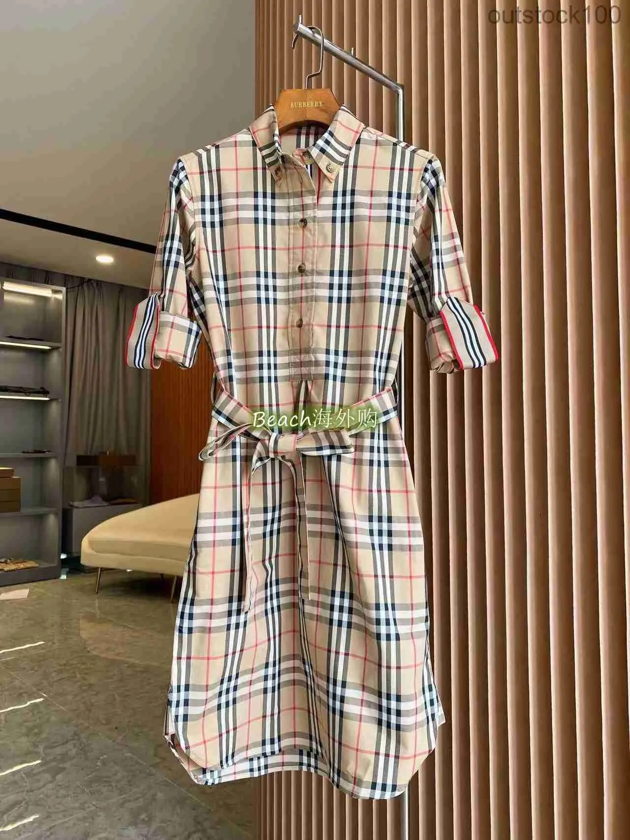 Fashion Luxury Buurberlyes Clothes for Women Men Classic Plaid Long Sleeved Dress Short Skirt Lined Dress for Women with Brand Original Logo