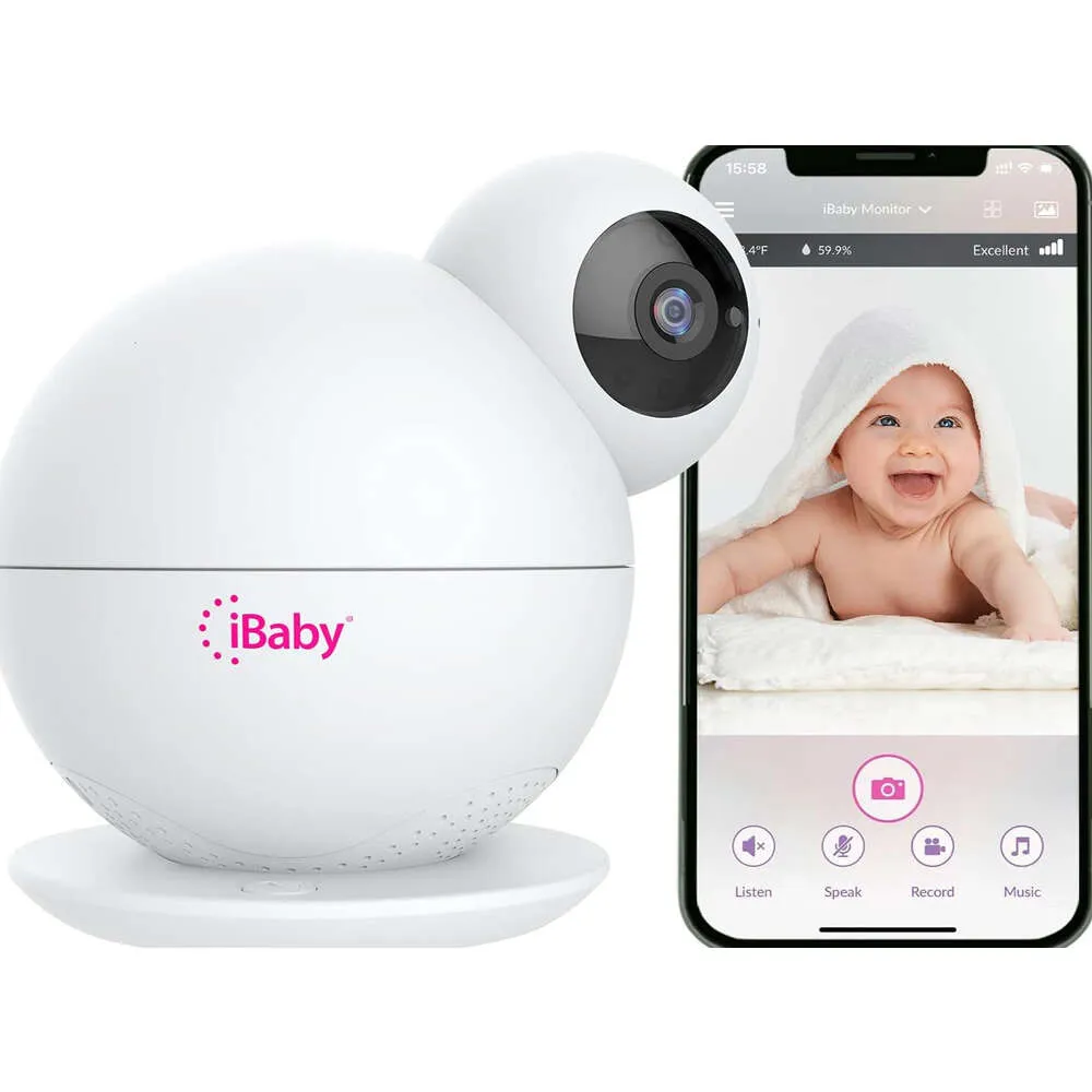 IBABY M8L WiFi Baby Monitor com câmera, áudio, rastreamento do sono, alertas de movimento, pan 360 de pan 110 sem fio 110, sensor de temperatura, 1080p Full HD Video, Suporte à visão noturna