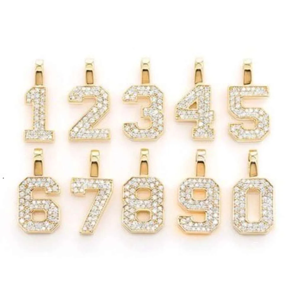 Diamantes moissanitas Iced Out Out Sterling Sier Sier Men's Pingente Lucky Number Charm