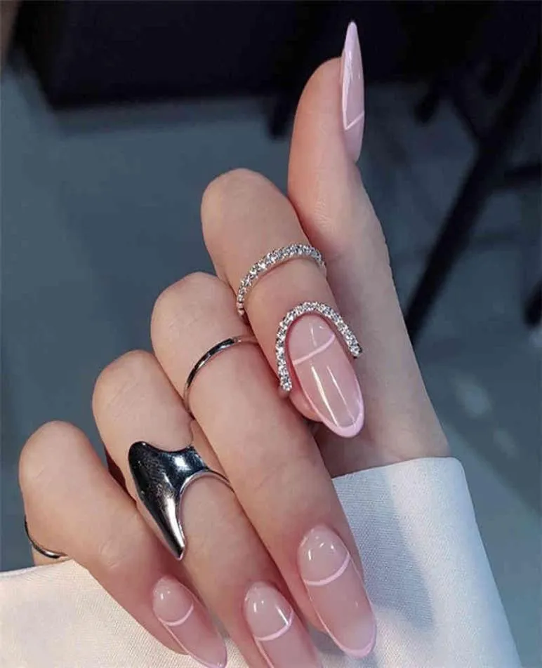 New Gothic Metal Line Thin Nail Rings for Women Daily Fingertip Protective Cover Trendy Ring Jewelry Gift to Girlfriend9089422