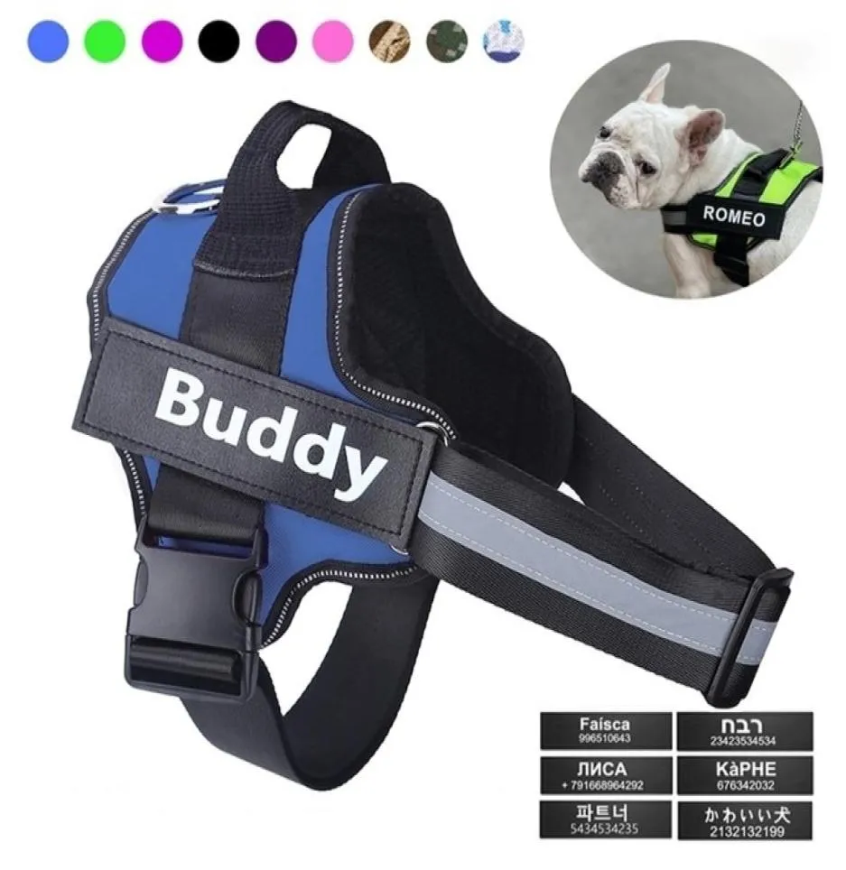 Dog Apparel Personalized Dog Harness No Pull for Small Large Dog Reflective Pet Harness Vest French Bulldog ID Custom Patch Pet Su1025524