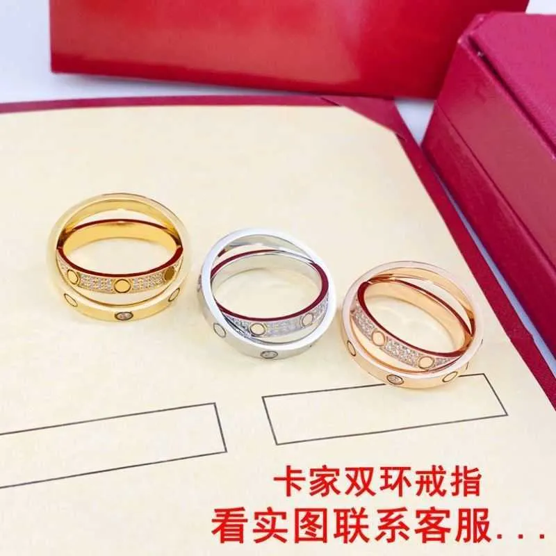 Designer Liebesring Luxusschmuck Kajia Doppelte zwei Ring mit 18 Karat Gold Drei Farbe voller Sterne