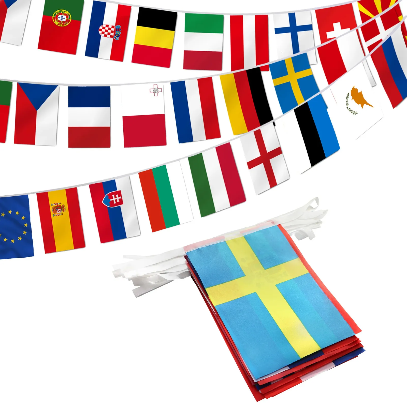 Anley European Union String Flag 28 European Union Countries String Pennant Banner Decoration - 27 Feet 28 Flags 240411