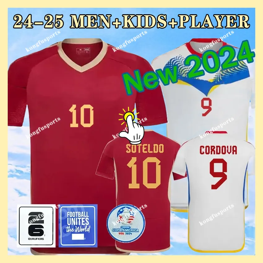 2024 2025 Venezuela Soccer Jerseys Kids Kit 24 25 National Team Football Shirt Home Red Away White Camisetas Copa America CORDOVA SOTELDO RINCON BELLO SOSA RONDON 3RD