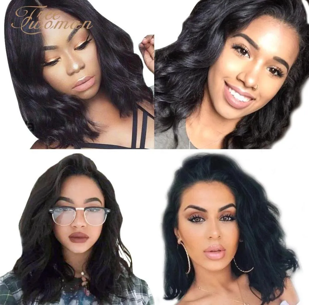 Femme Synthétique en dentelle Front perruque Bob Bob Wig Short Water WIGS POUR LES FEMMES NOIRES CHEAUX LONGUEUR MIDE MEILLE