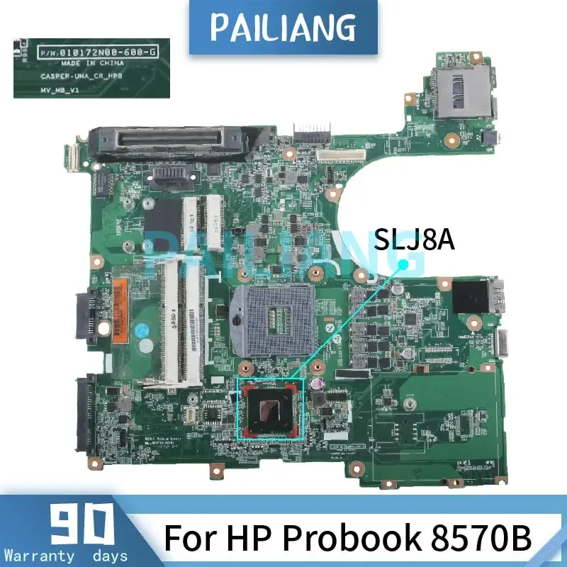 Moderkort för HP Probook 8570p 6570B Laptop Moderkort SLJ8A 010172N00 DDR3 Notbok Mainboard Full testad