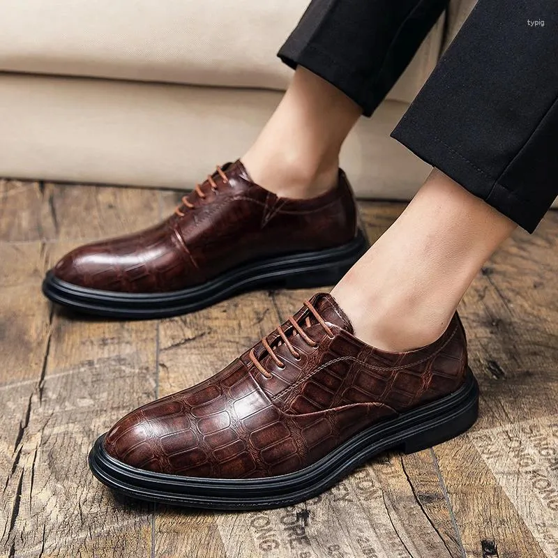 Casual Shoes Mens Dress Lace Up Leather Oxfords Men Wedding Party Whole Cut Brogue Formal For Handmade