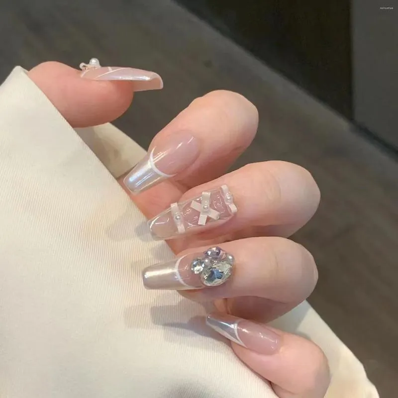 Faux ongles nail art français élégant ballerine durable artificielle pour les femmes et les filles salon à la maison