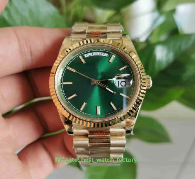 GM Factory topkwaliteit horloges 40mm Daydate 18238 President Green Dail 18K Yellow Gold Cal3255 Beweging Mechanische automatische Men8183744