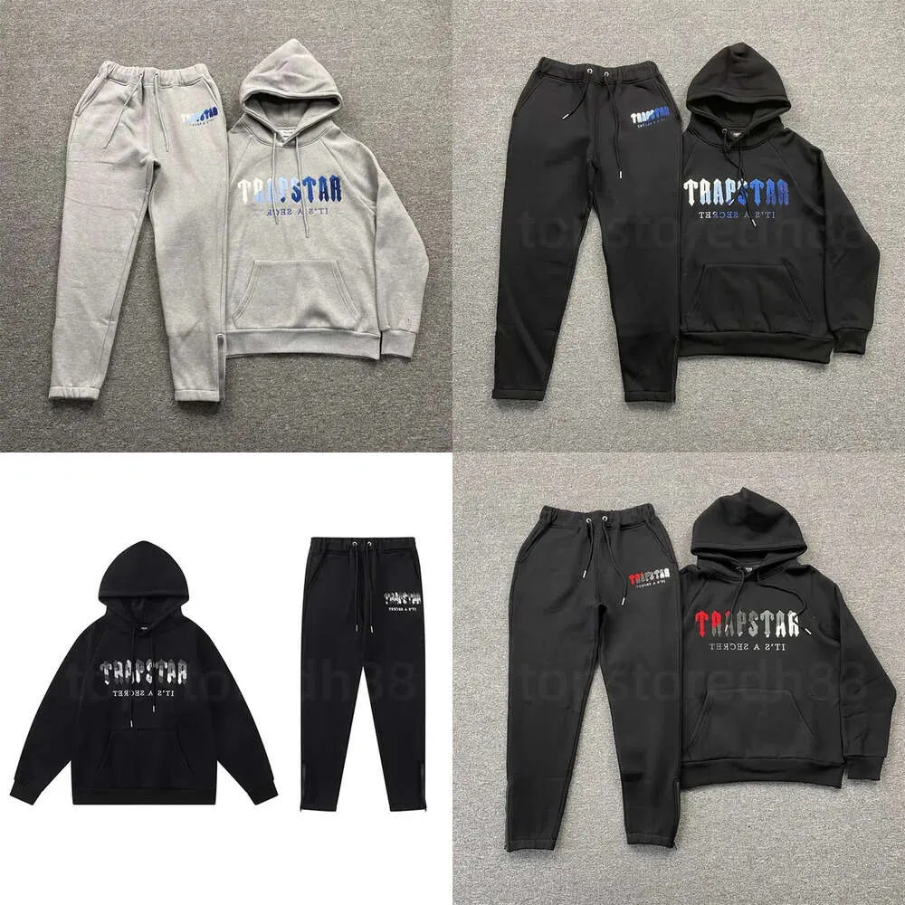 Hoodie Trapstar Full Tracksuitue Rainbow Towel Decodering Decodering Hooded Men and Women Sportswear Suit Shipper Size Size XL
